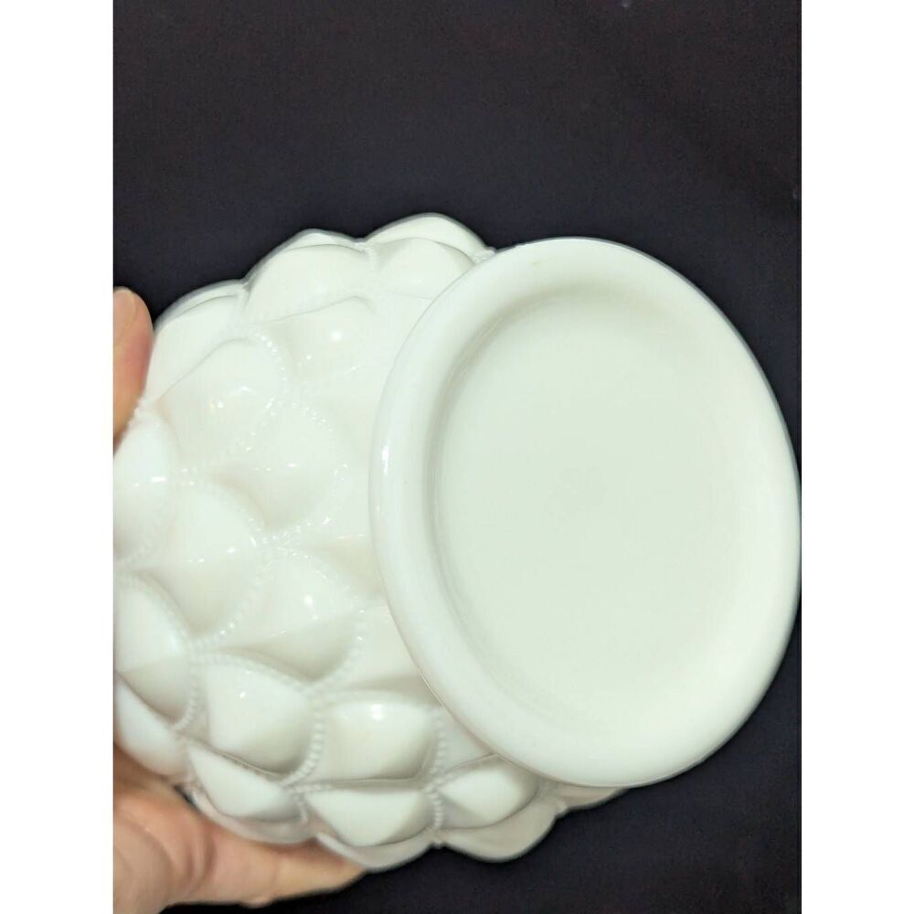 Fostoria Milk Glass Heavy Pedestal Vase With Lid - Picture 7 of 8